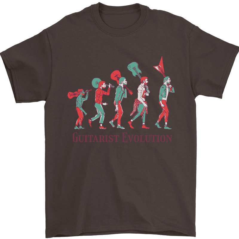 Evolution of a Guitarist Mens T-Shirt Cotton Gildan Dark Chocolate