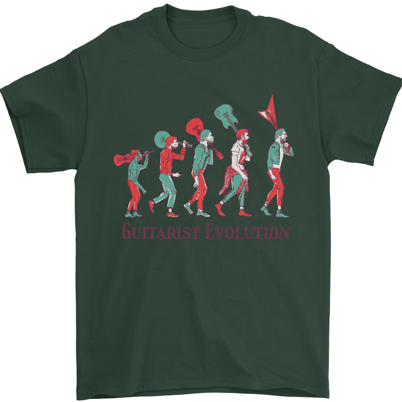 Evolution of a Guitarist Mens T-Shirt Cotton Gildan Forest Green