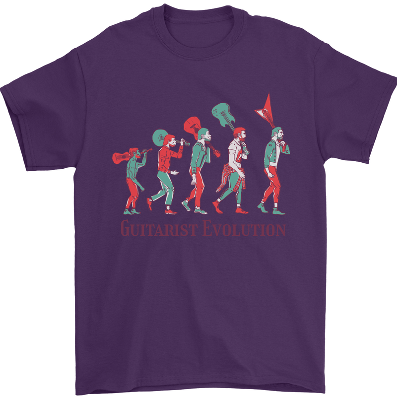 Evolution of a Guitarist Mens T-Shirt Cotton Gildan Purple