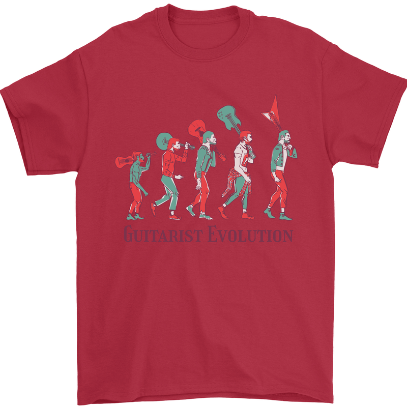 Evolution of a Guitarist Mens T-Shirt Cotton Gildan Red