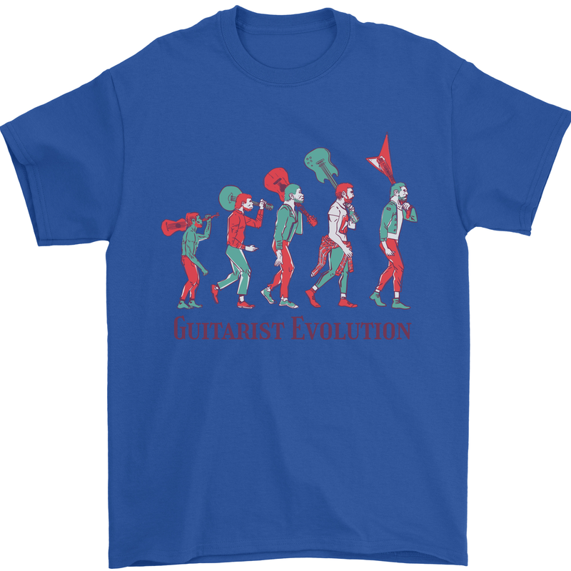Evolution of a Guitarist Mens T-Shirt Cotton Gildan Royal Blue