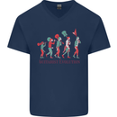 Evolution of a Guitarist Mens V-Neck Cotton T-Shirt Navy Blue
