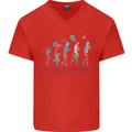 Evolution of a Guitarist Mens V-Neck Cotton T-Shirt Red