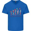 Evolution of a Guitarist Mens V-Neck Cotton T-Shirt Royal Blue