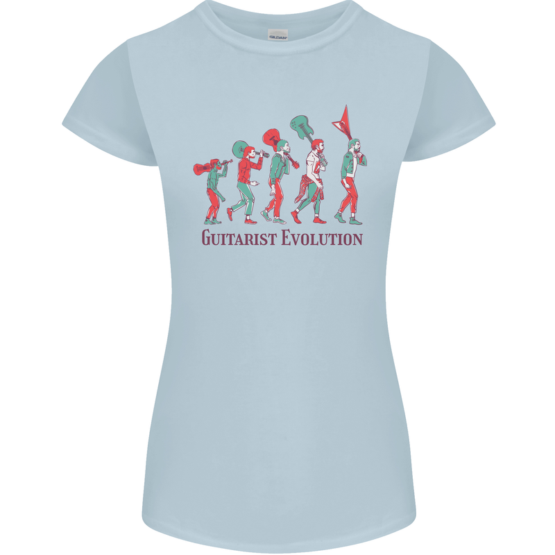 Evolution of a Guitarist Womens Petite Cut T-Shirt Light Blue