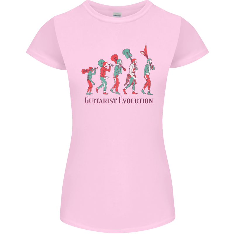 Evolution of a Guitarist Womens Petite Cut T-Shirt Light Pink