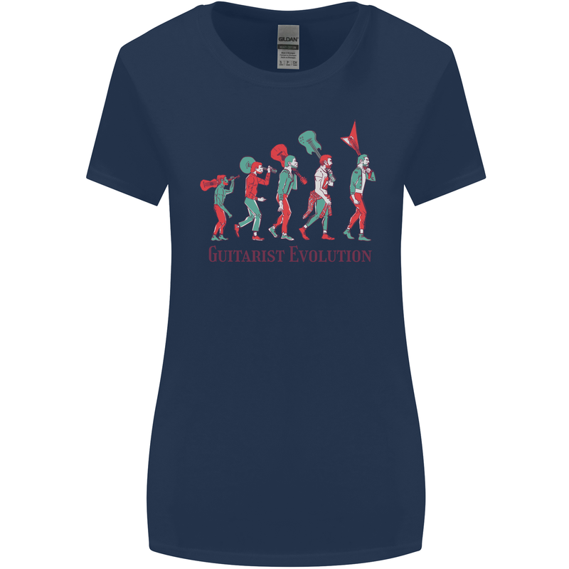 Evolution of a Guitarist Womens Wider Cut T-Shirt Navy Blue