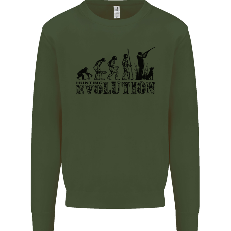Evolution of a Hunter Funny Hunting Hunt Kids Sweatshirt Jumper Forest Green