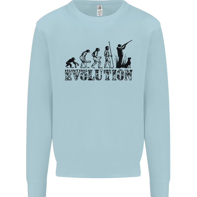 Evolution of a Hunter Funny Hunting Hunt Kids Sweatshirt Jumper Light Blue