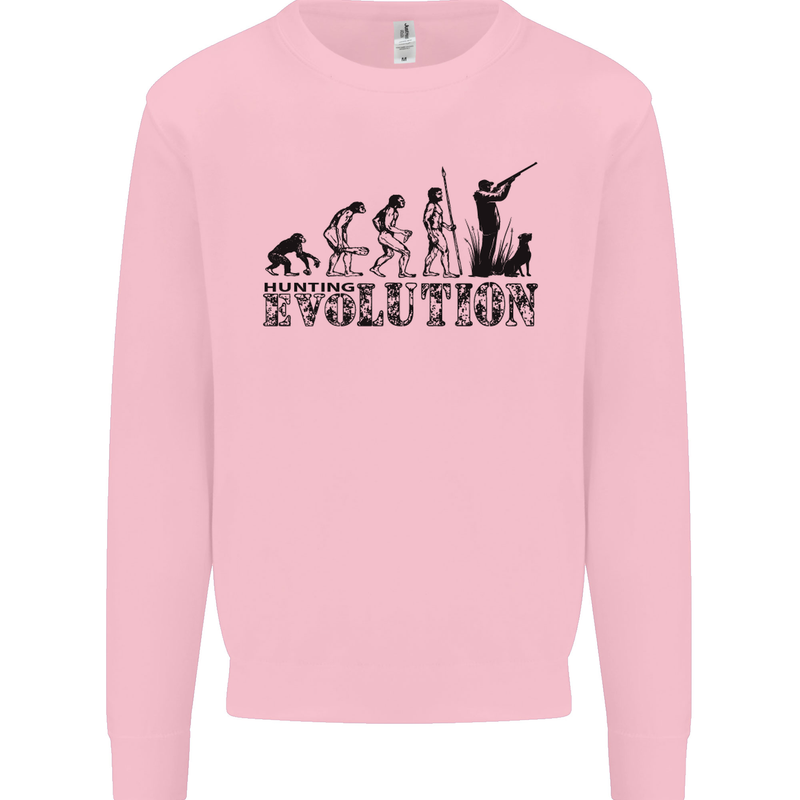 Evolution of a Hunter Funny Hunting Hunt Kids Sweatshirt Jumper Light Pink