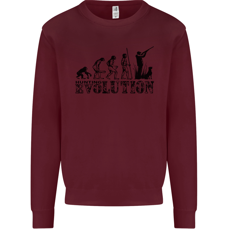 Evolution of a Hunter Funny Hunting Hunt Kids Sweatshirt Jumper Maroon