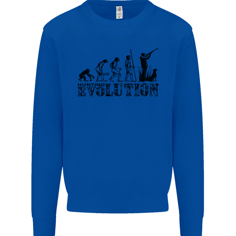 Evolution of a Hunter Funny Hunting Hunt Kids Sweatshirt Jumper Royal Blue