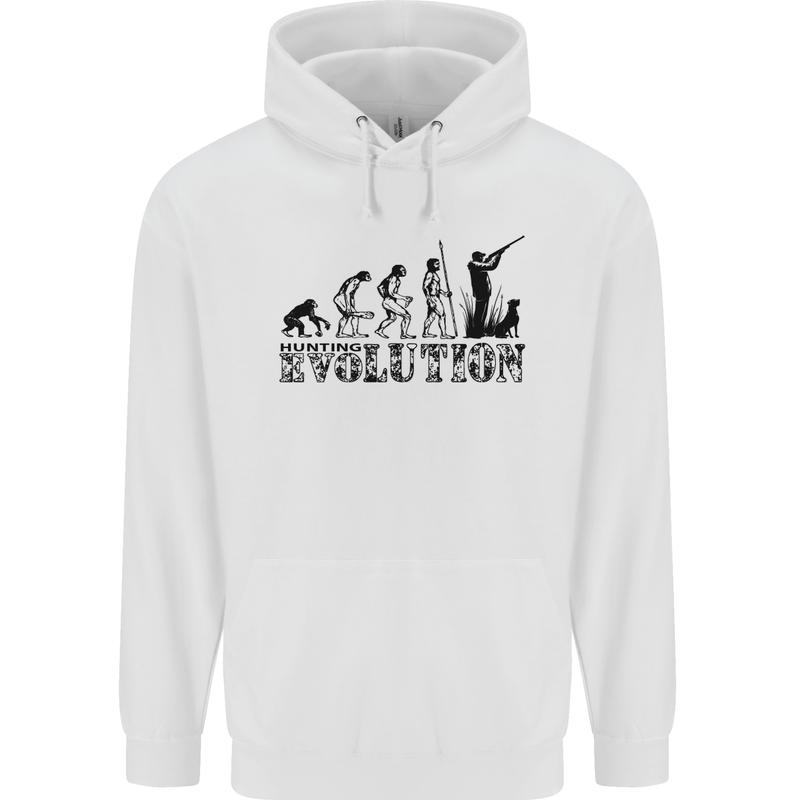 Evolution of a Hunter Funny Hunting Hunt Mens 80% Cotton Hoodie White