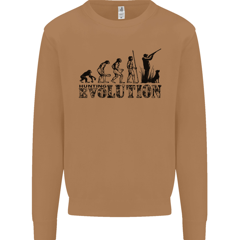 Evolution of a Hunter Funny Hunting Hunt Mens Sweatshirt Jumper Caramel Latte