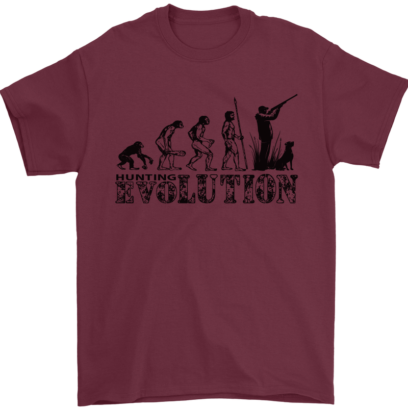 Evolution of a Hunter Funny Hunting Hunt Mens T-Shirt Cotton Gildan Maroon