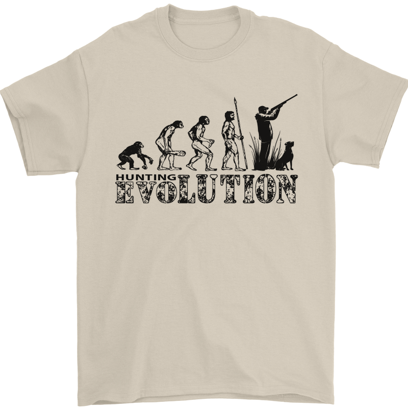 Evolution of a Hunter Funny Hunting Hunt Mens T-Shirt Cotton Gildan Sand