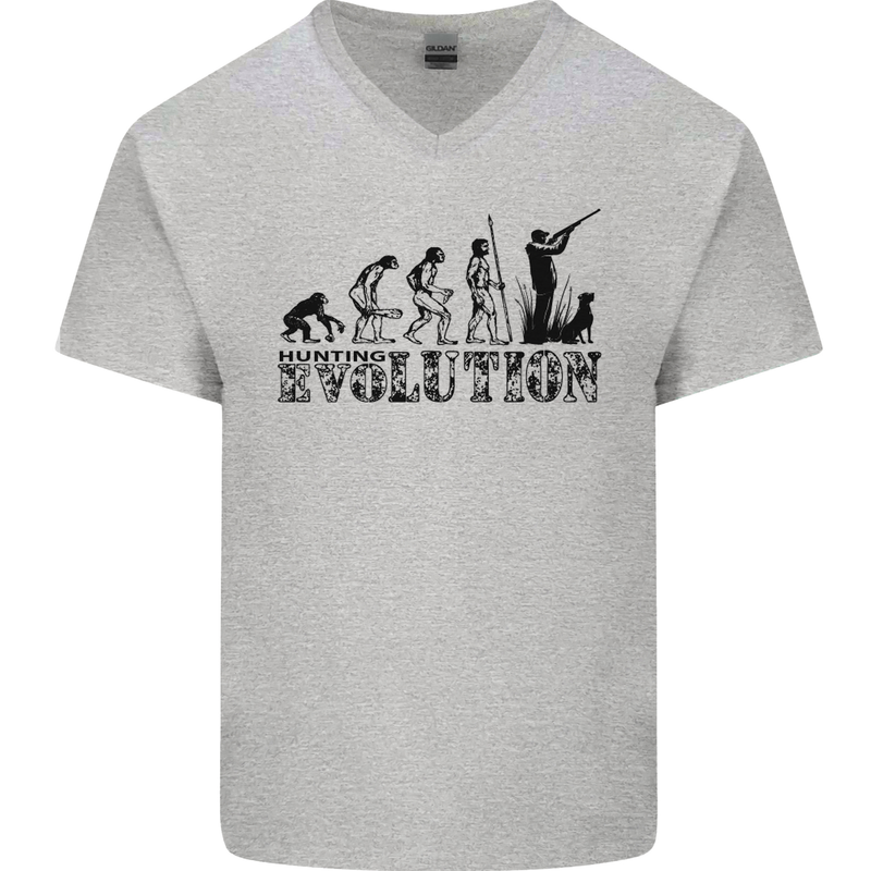 Evolution of a Hunter Funny Hunting Hunt Mens V-Neck Cotton T-Shirt Charcoal