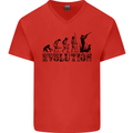Evolution of a Hunter Funny Hunting Hunt Mens V-Neck Cotton T-Shirt Red