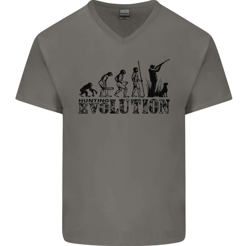 Evolution of a Hunter Funny Hunting Hunt Mens V-Neck Cotton T-Shirt Sports Grey