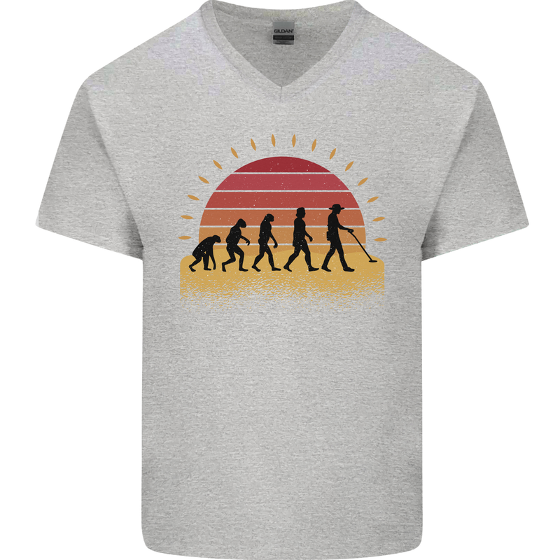 Evolution of a Metal Detector Detecting Mens V-Neck Cotton T-Shirt Sports Grey