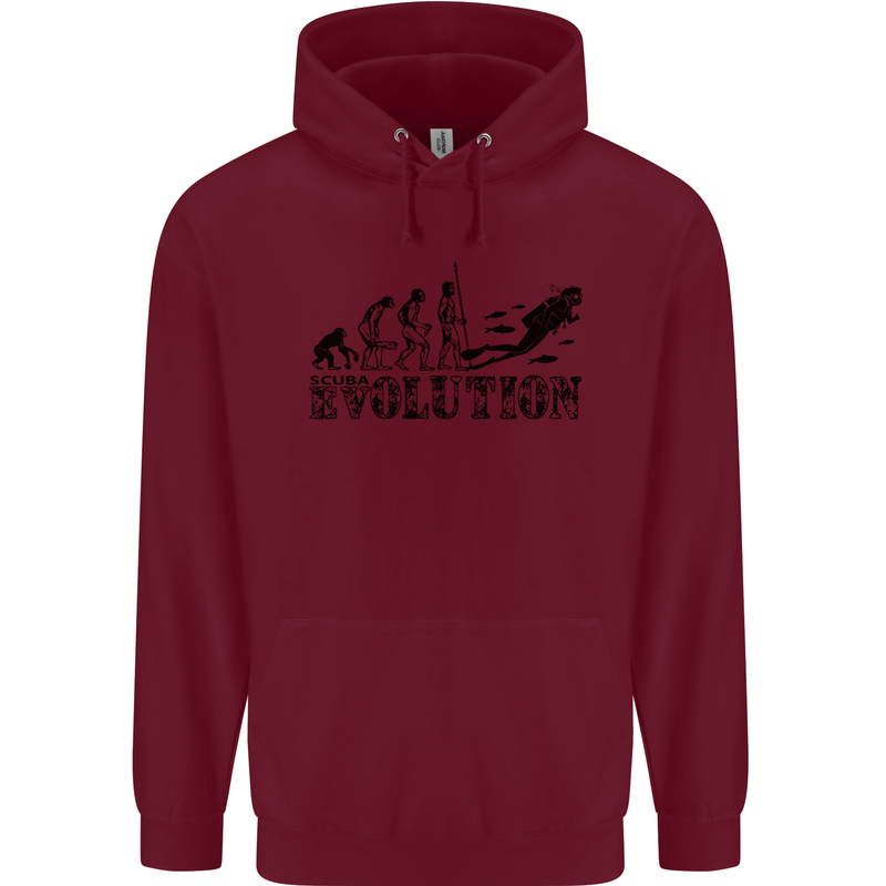 Evolution of a Scuba Diver Diving Funny Childrens Kids Hoodie Maroon