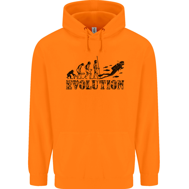 Evolution of a Scuba Diver Diving Funny Childrens Kids Hoodie Orange