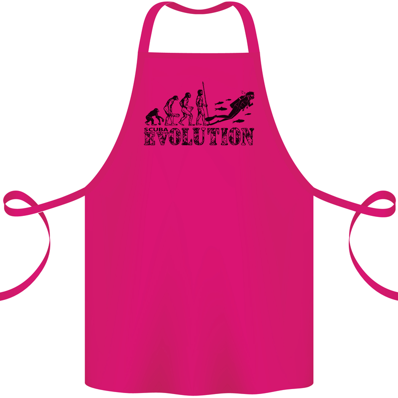 Evolution of a Scuba Diver Diving Funny Cotton Apron 100% Organic Pink