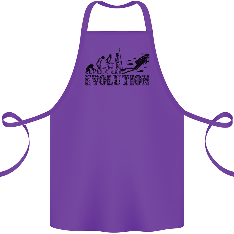 Evolution of a Scuba Diver Diving Funny Cotton Apron 100% Organic Purple