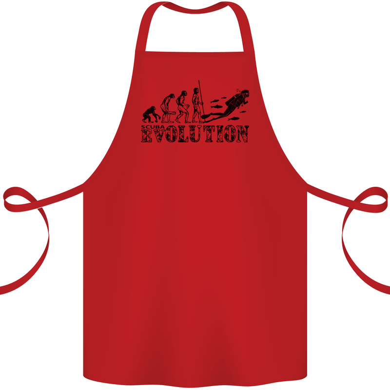 Evolution of a Scuba Diver Diving Funny Cotton Apron 100% Organic Red