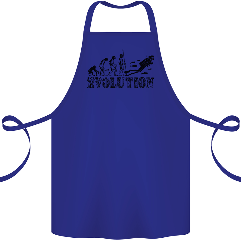 Evolution of a Scuba Diver Diving Funny Cotton Apron 100% Organic Royal Blue