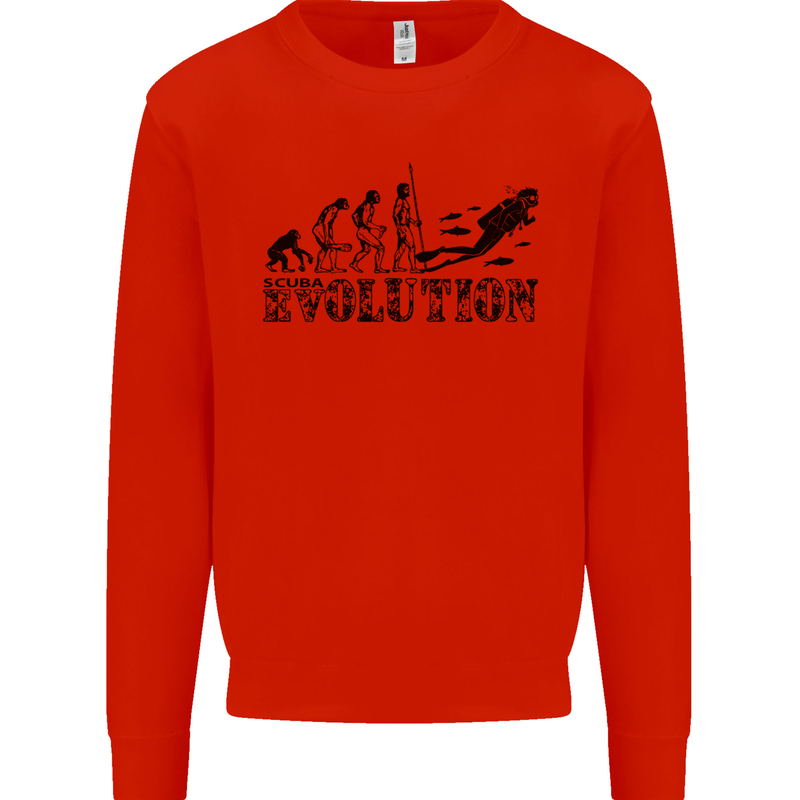 Evolution of a Scuba Diver Diving Funny Mens Sweatshirt Jumper Bright Red
