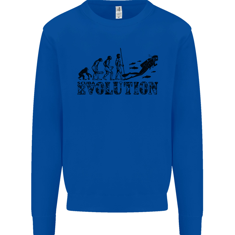 Evolution of a Scuba Diver Diving Funny Mens Sweatshirt Jumper Royal Blue