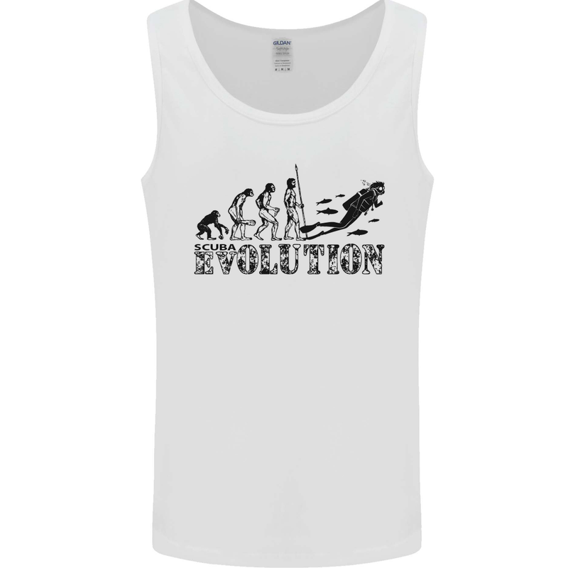 Evolution of a Scuba Diver Diving Funny Mens Vest Tank Top White