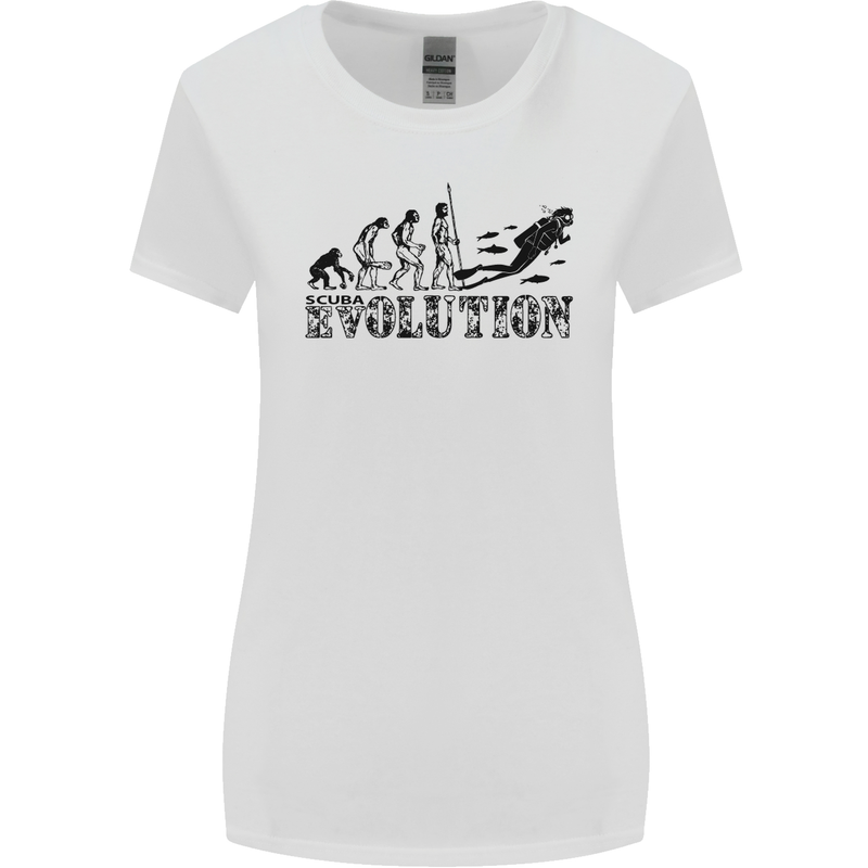 Evolution of a Scuba Diver Diving Funny Womens Wider Cut T-Shirt White