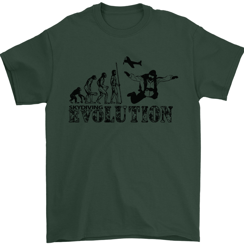 Evolution of a Skydiver Funny Skydiving Mens T-Shirt Cotton Gildan Forest Green