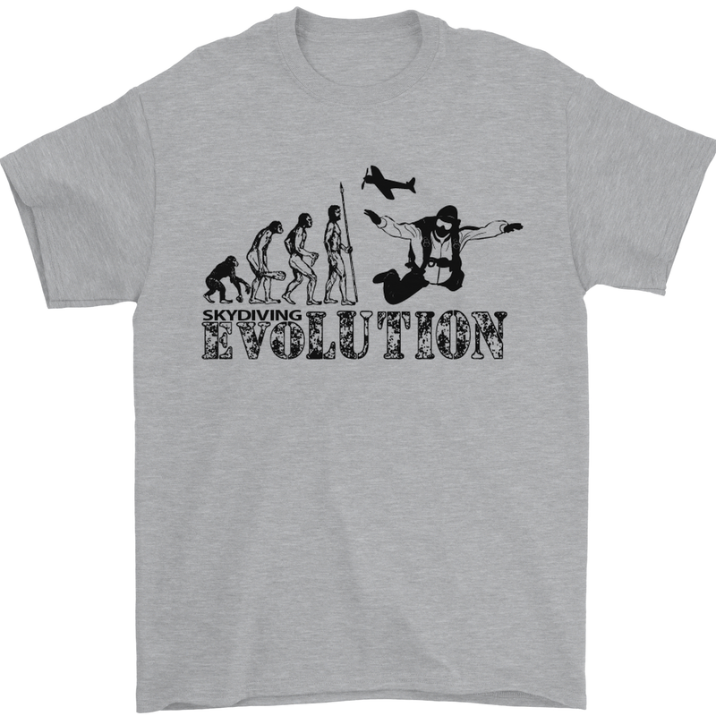 Evolution of a Skydiver Funny Skydiving Mens T-Shirt Cotton Gildan Sports Grey