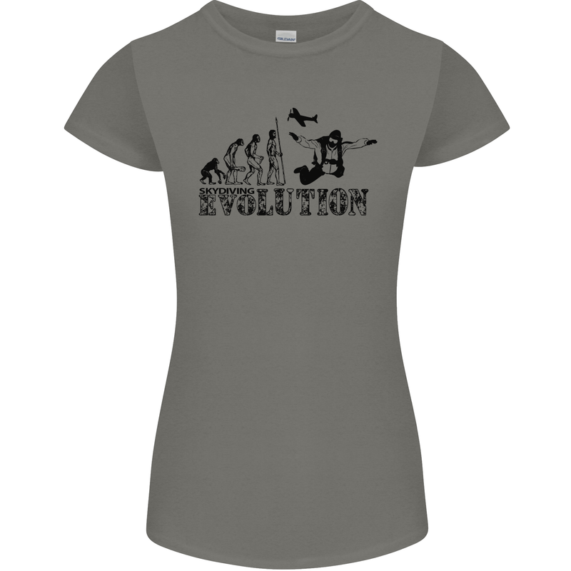 Evolution of a Skydiver Funny Skydiving Womens Petite Cut T-Shirt Charcoal