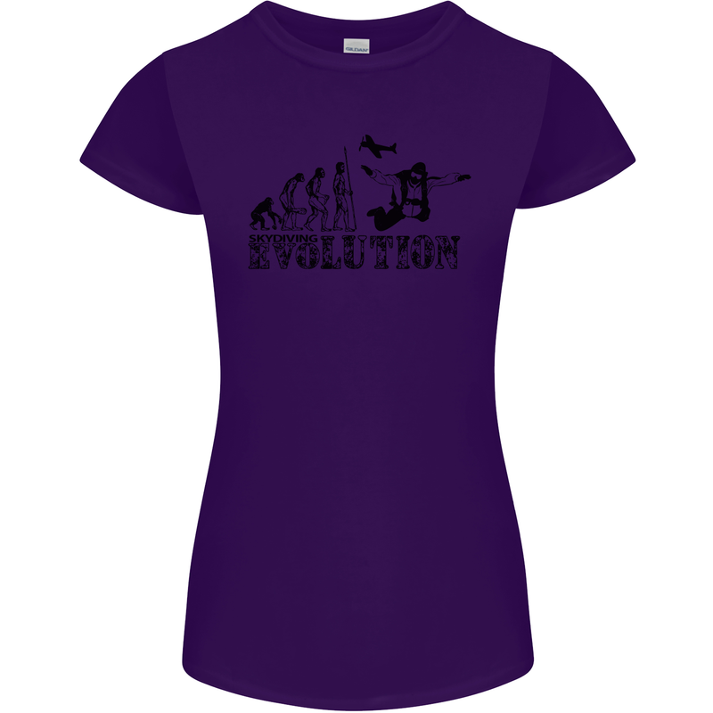 Evolution of a Skydiver Funny Skydiving Womens Petite Cut T-Shirt Purple