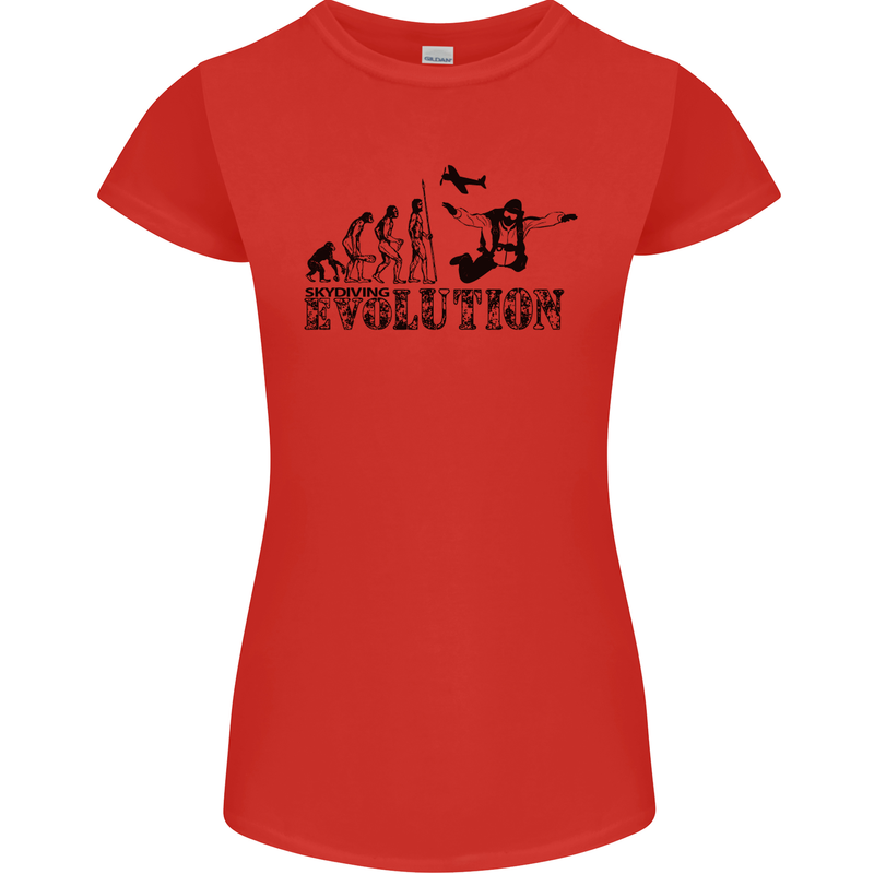 Evolution of a Skydiver Funny Skydiving Womens Petite Cut T-Shirt Red
