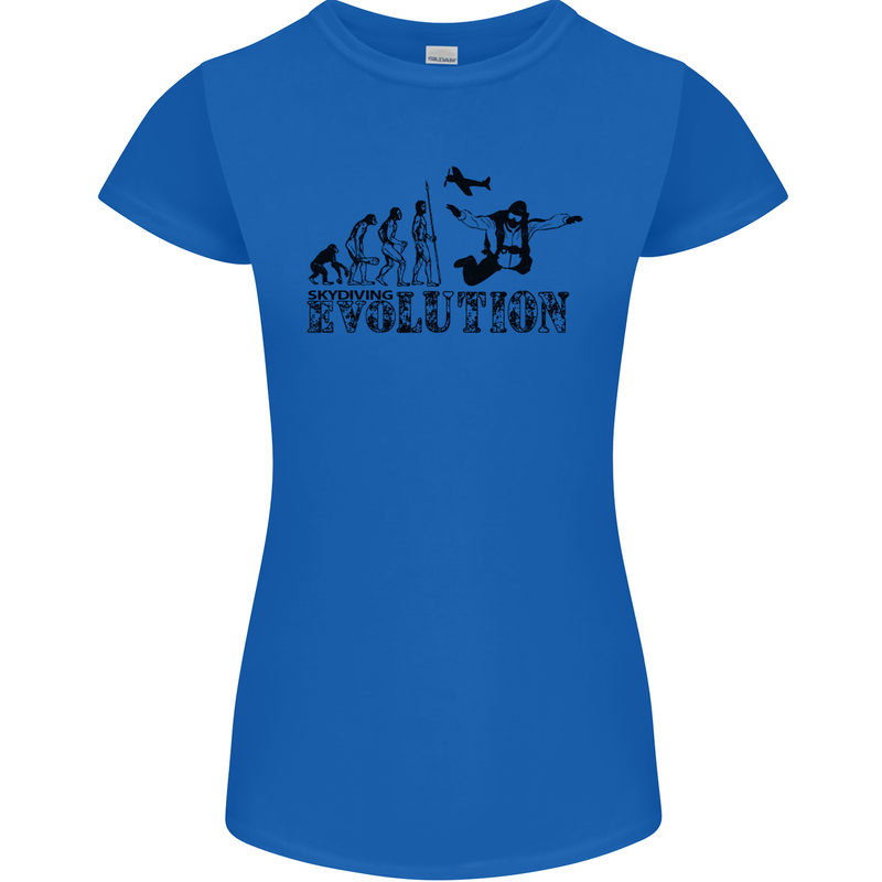 Evolution of a Skydiver Funny Skydiving Womens Petite Cut T-Shirt Royal Blue