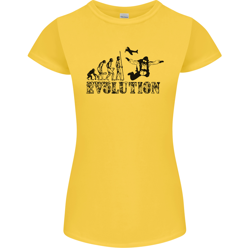 Evolution of a Skydiver Funny Skydiving Womens Petite Cut T-Shirt Yellow