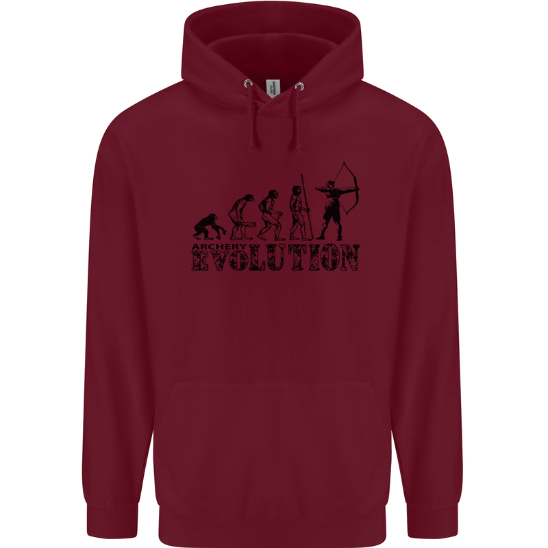 Evolution of an Archer Funny Archery Archer Childrens Kids Hoodie Maroon
