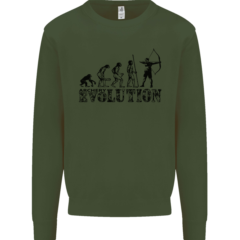 Evolution of an Archer Funny Archery Archer Kids Sweatshirt Jumper Forest Green