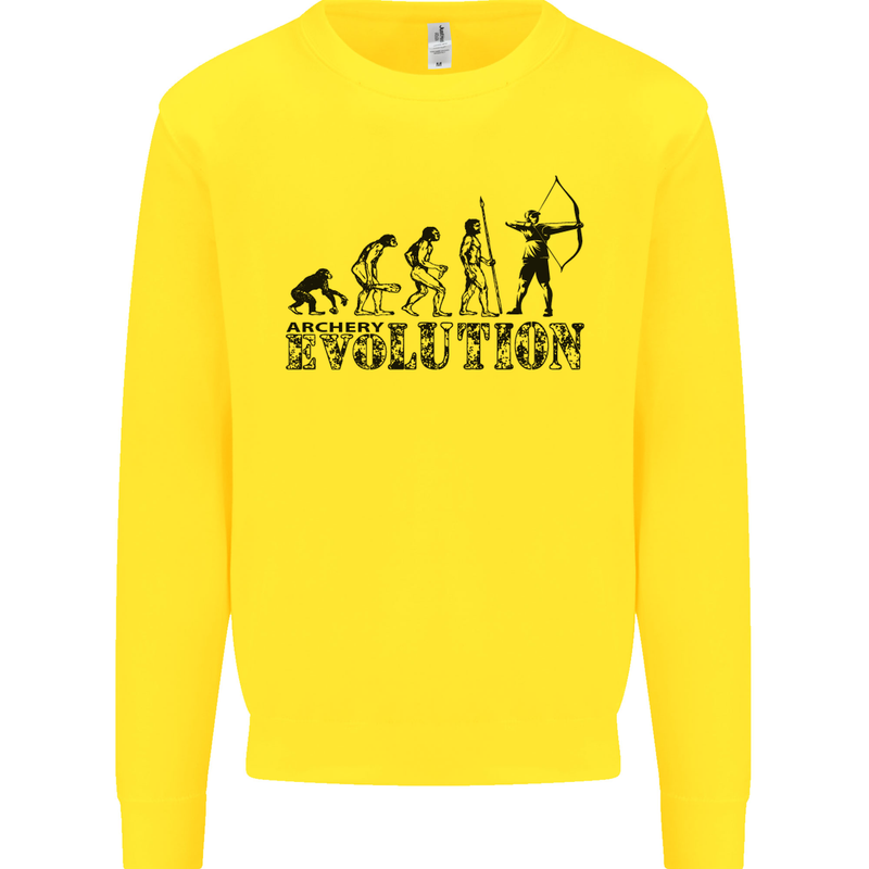 Evolution of an Archer Funny Archery Archer Kids Sweatshirt Jumper Yellow