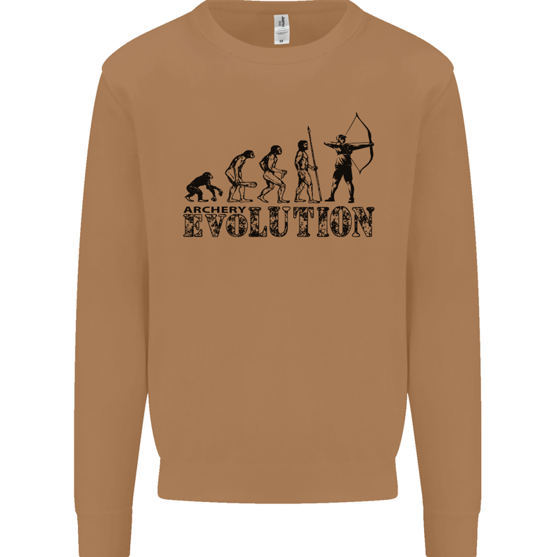 Evolution of an Archer Funny Archery Archer Mens Sweatshirt Jumper Caramel Latte