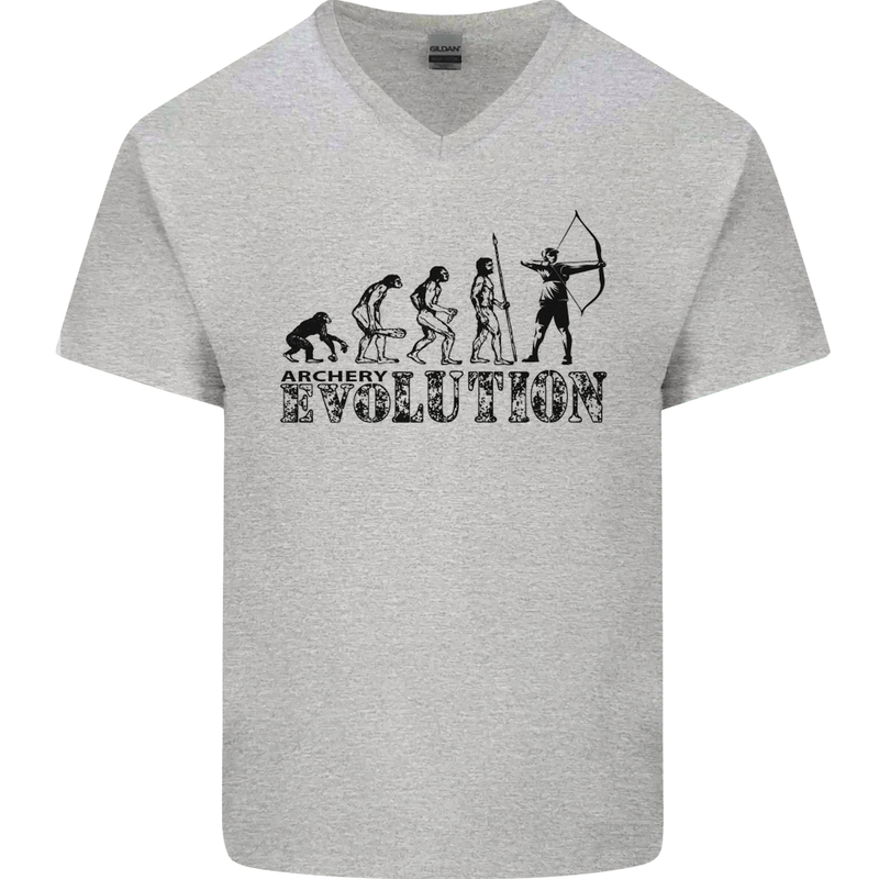 Evolution of an Archer Funny Archery Archer Mens V-Neck Cotton T-Shirt Sports Grey