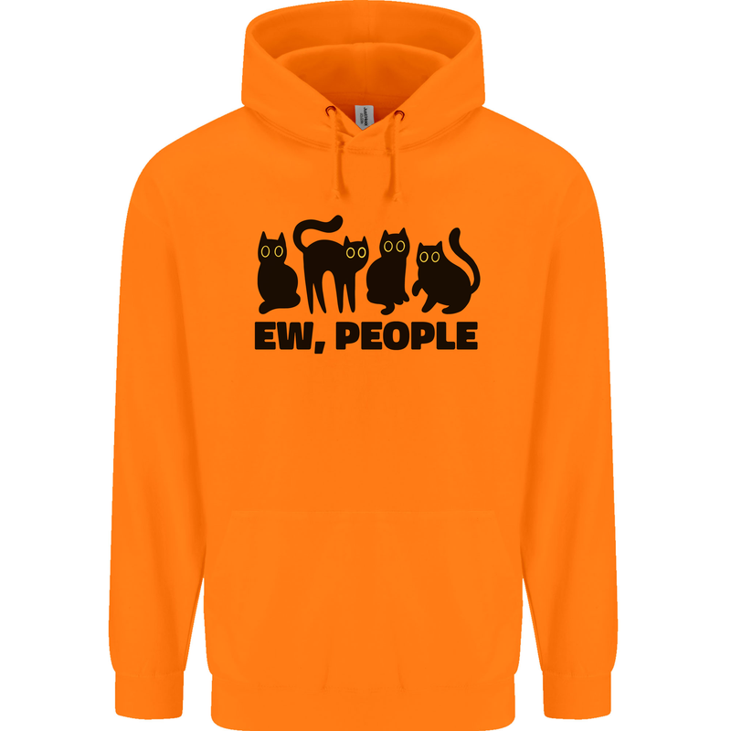 Ew People Cats Funny Childrens Kids Hoodie Orange