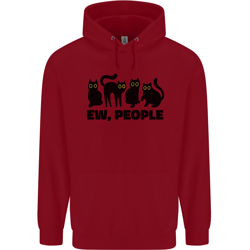 Ew People Cats Funny Childrens Kids Hoodie Red