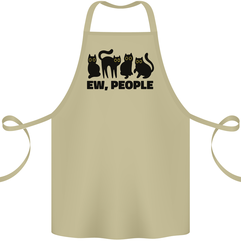 Ew People Cats Funny Cotton Apron 100% Organic Khaki
