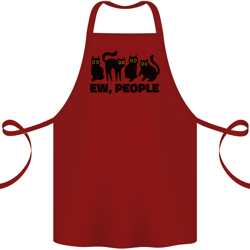 Ew People Cats Funny Cotton Apron 100% Organic Maroon